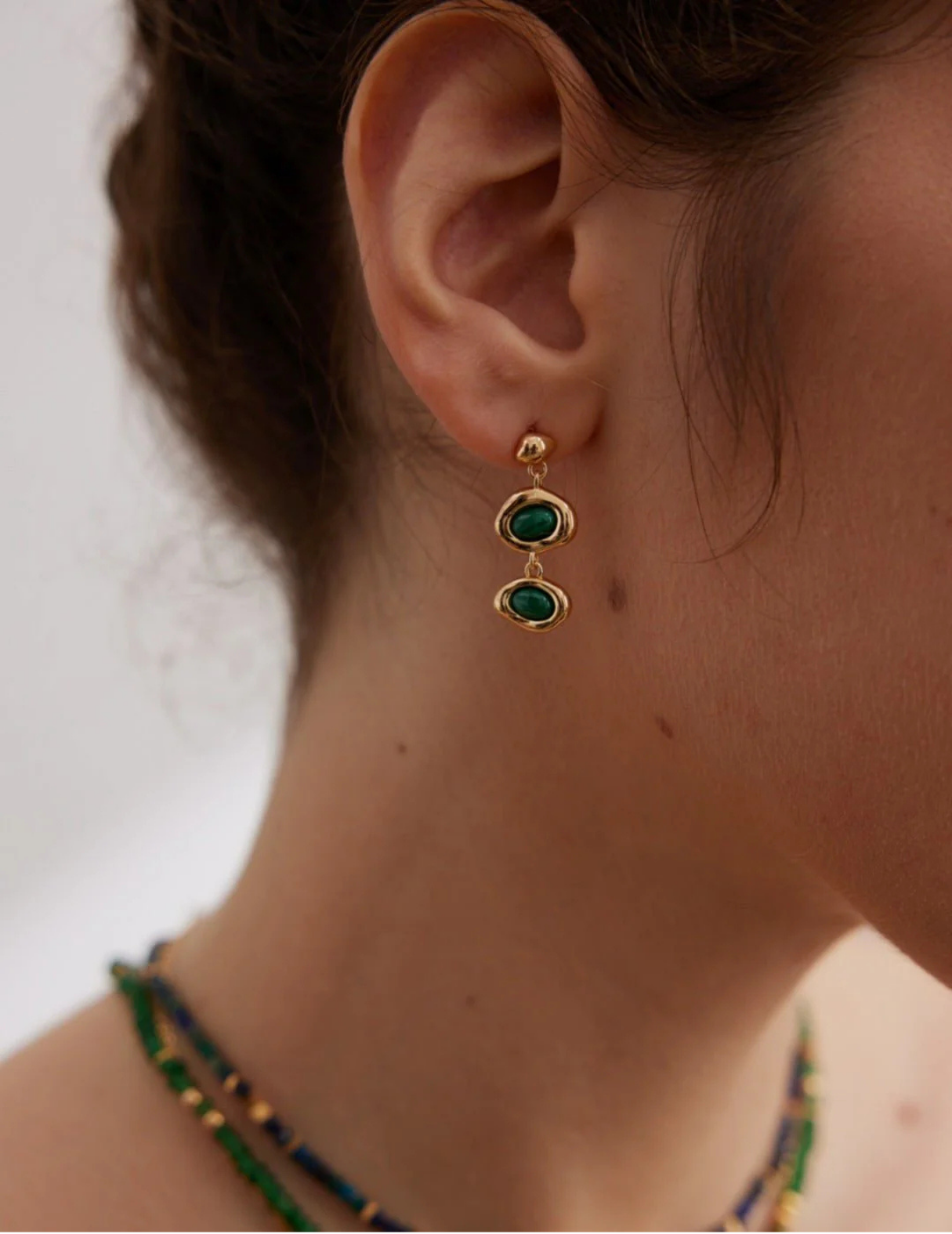 Malachite / Obsidian Drop Earrings