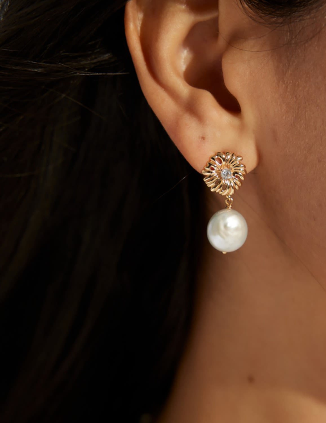 Zircon Pearl Drop Earrings