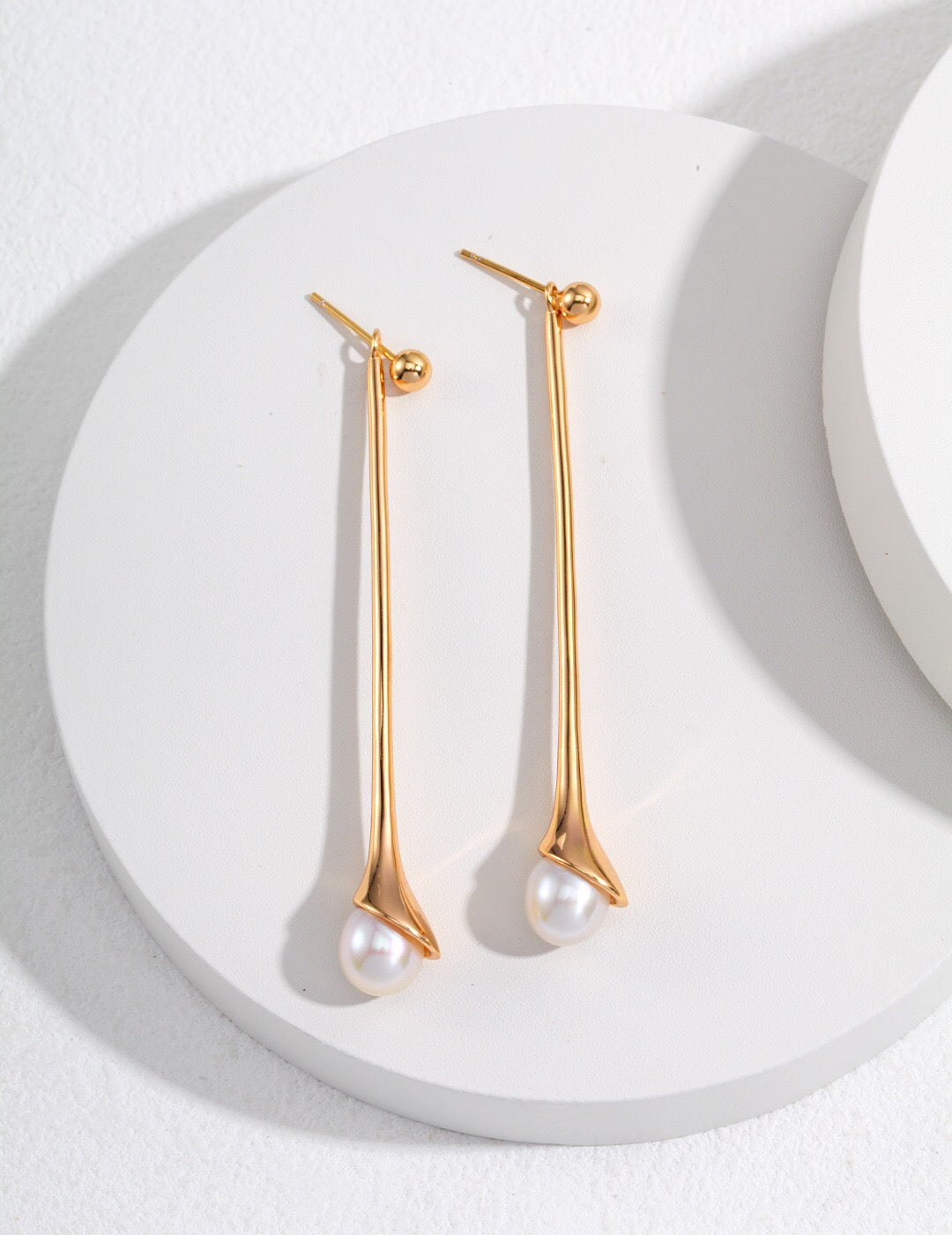 Elegant Long Pearl Drop Earrings