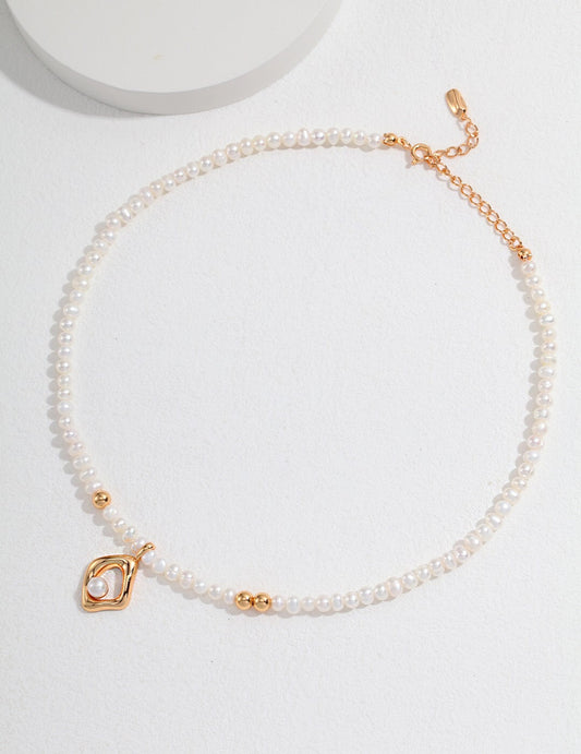 Gold vermeil geometric pendant necklace, full product shot
