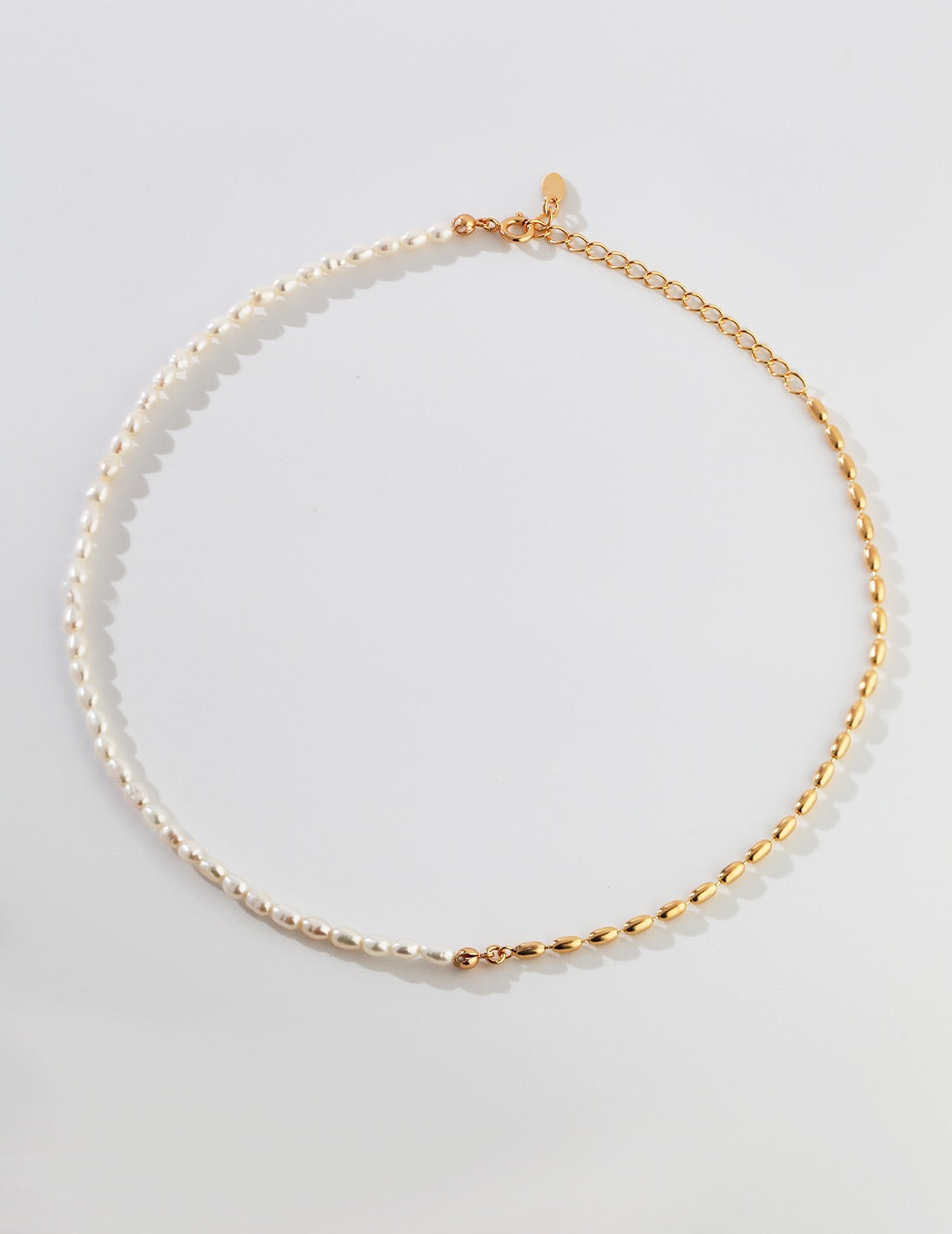 Minimalist Rice Bead Chain Asymmetric Stacking Necklace