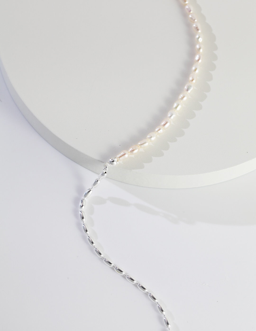 Minimalist Rice Bead Chain Asymmetric Stacking Necklace