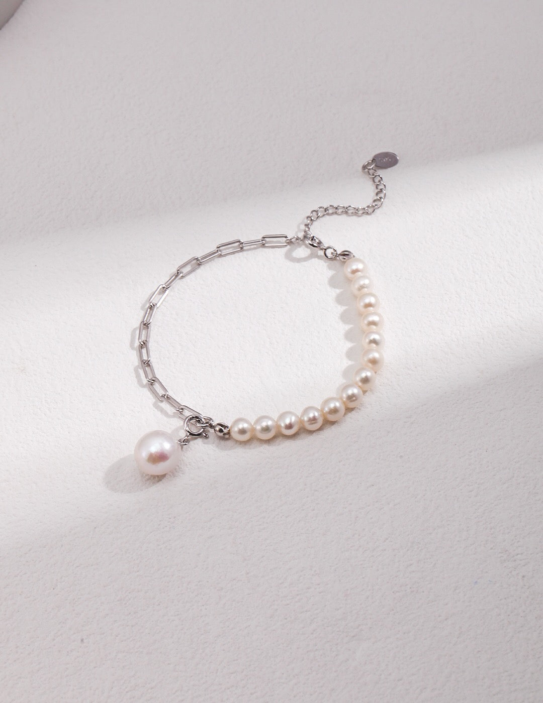 Half Chain Half Pearl Pendant Bracelet