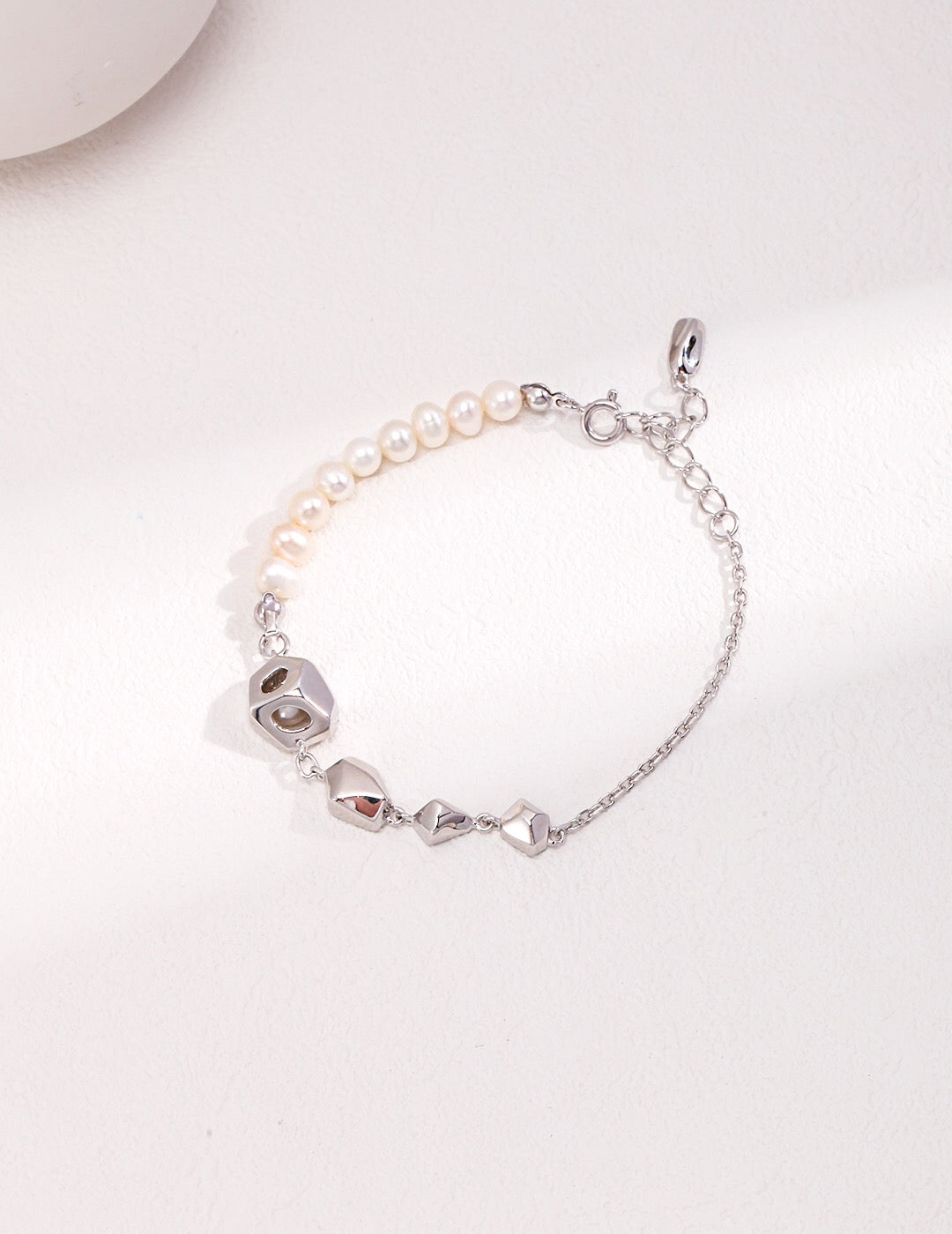 Geometric Freshwater Pearl Bracelet