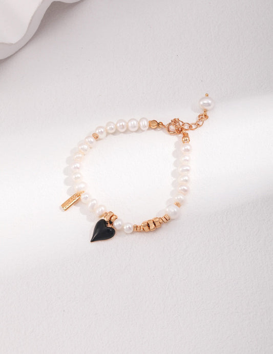 Heart Pendant Pearl Bracelet