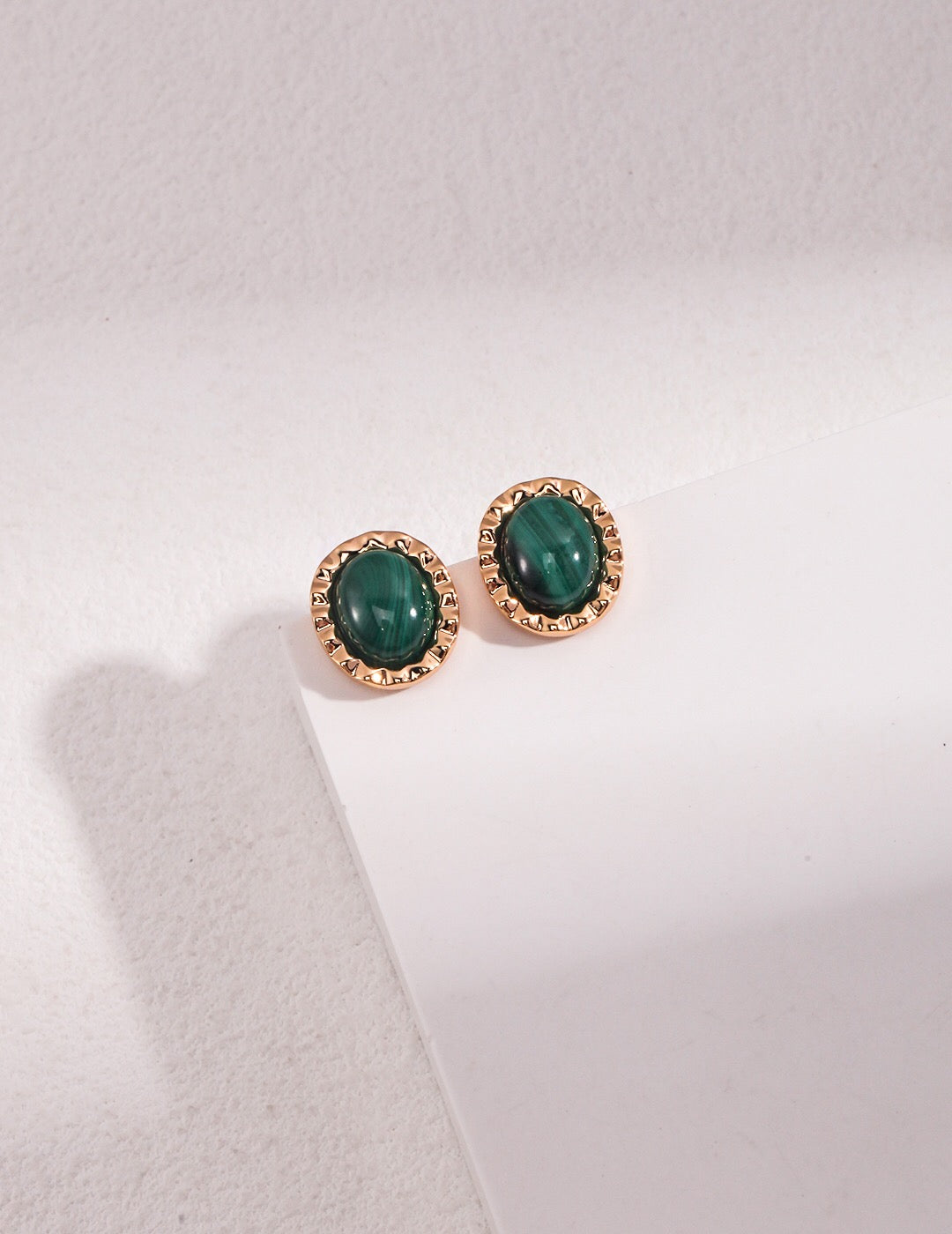 Charm Natural Malachite Gemstone Studs