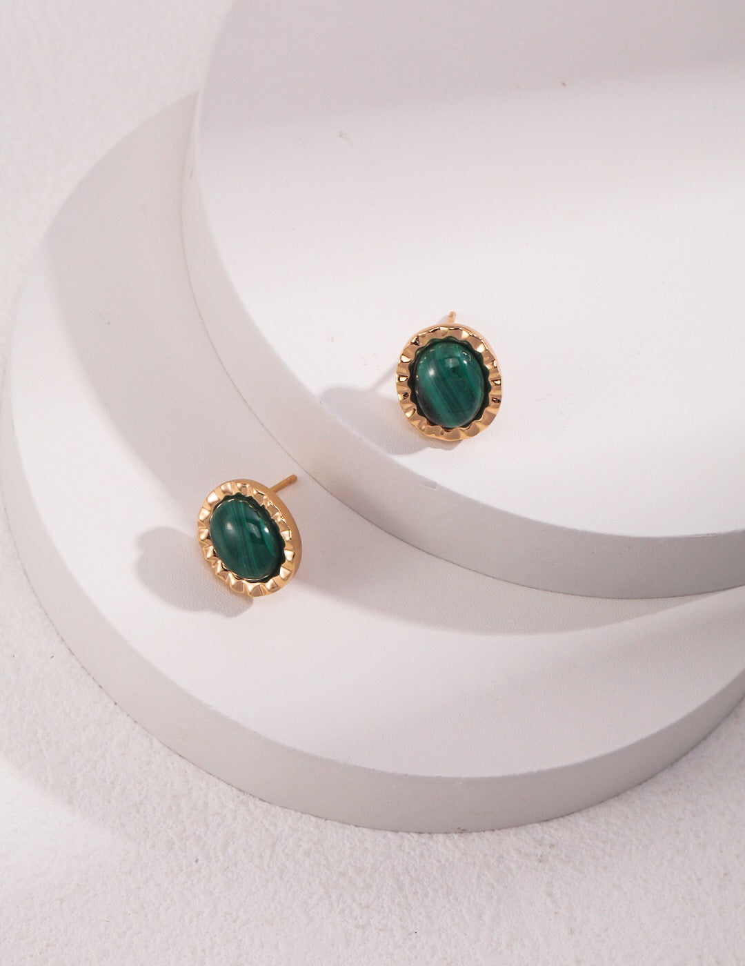 Charm Natural Malachite Gemstone Studs