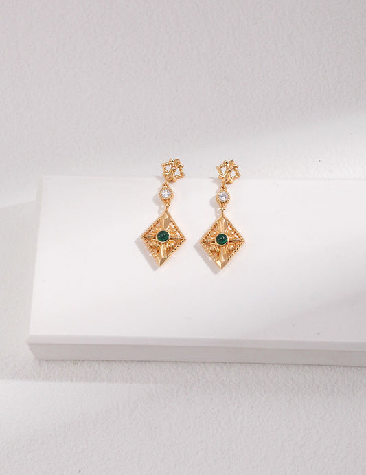 Green Zircon Rhombus Earrings