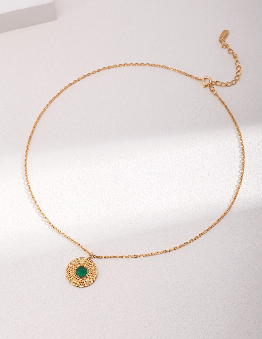 Round Green Chalcedony Gemstone Necklace