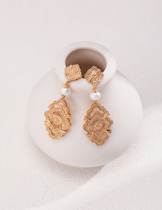 Vintage Style Pearl Pendant Earrings