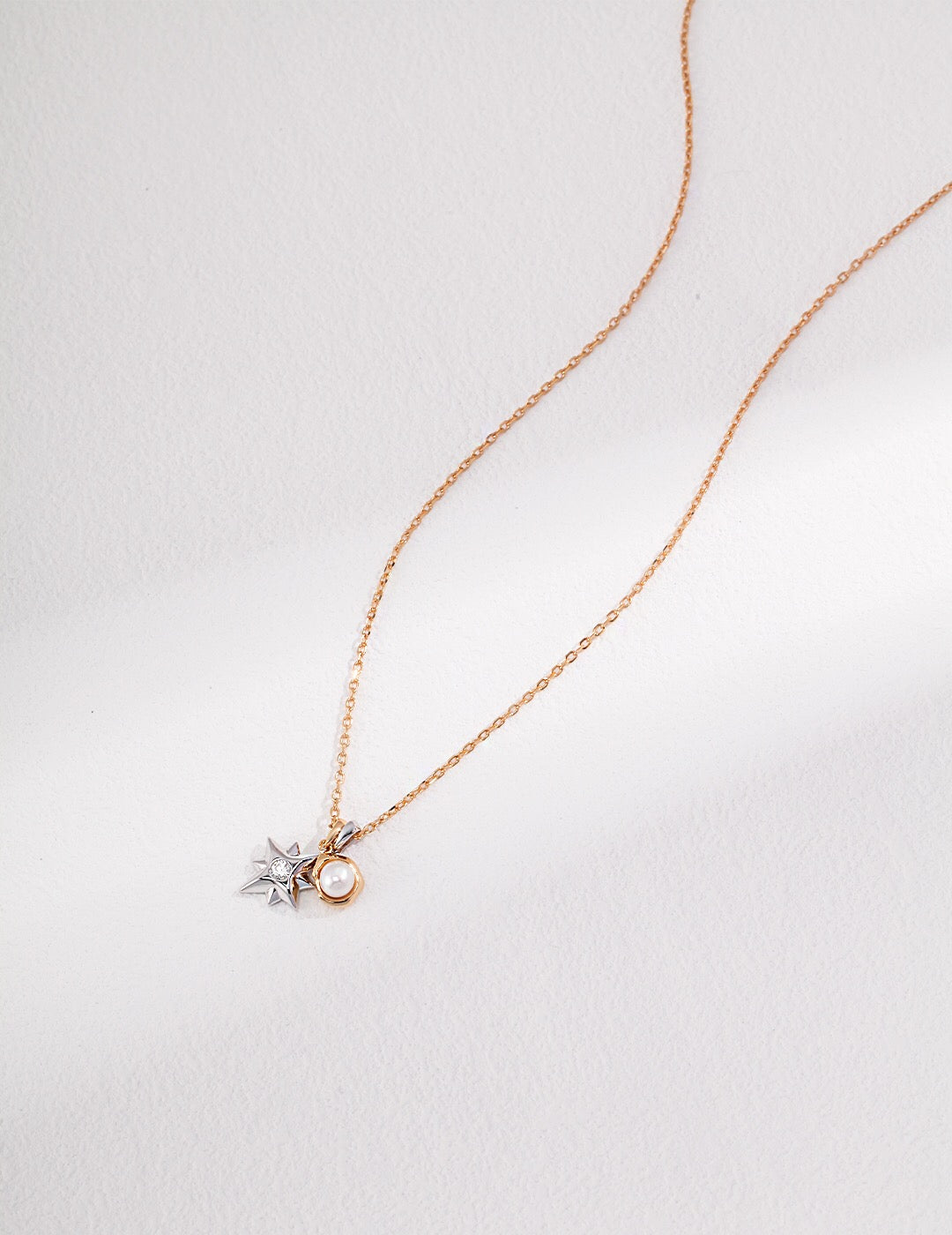 Dainty Star and Moon Pearl Necklace