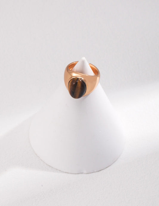 Fernovia Design product shot: gold vermeil tiger’s eye stone ring
