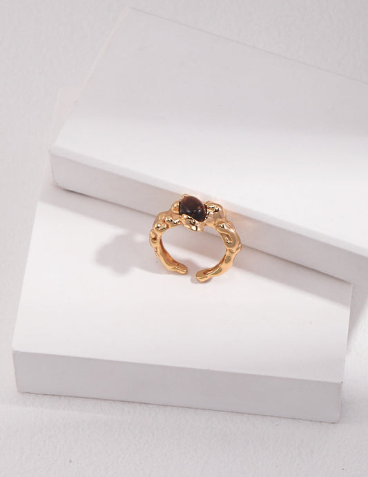 Vintage Style Inlaid Tiger Eye Stone Ring