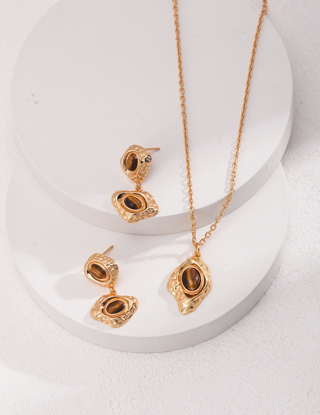 Irregular Rhombus Tigers Eye Stone Pendants Necklace