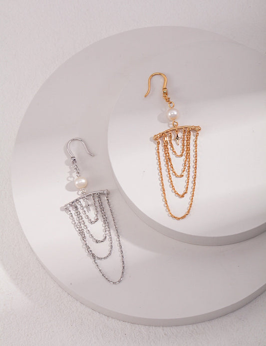 Chain Tassel Pearl Earrings