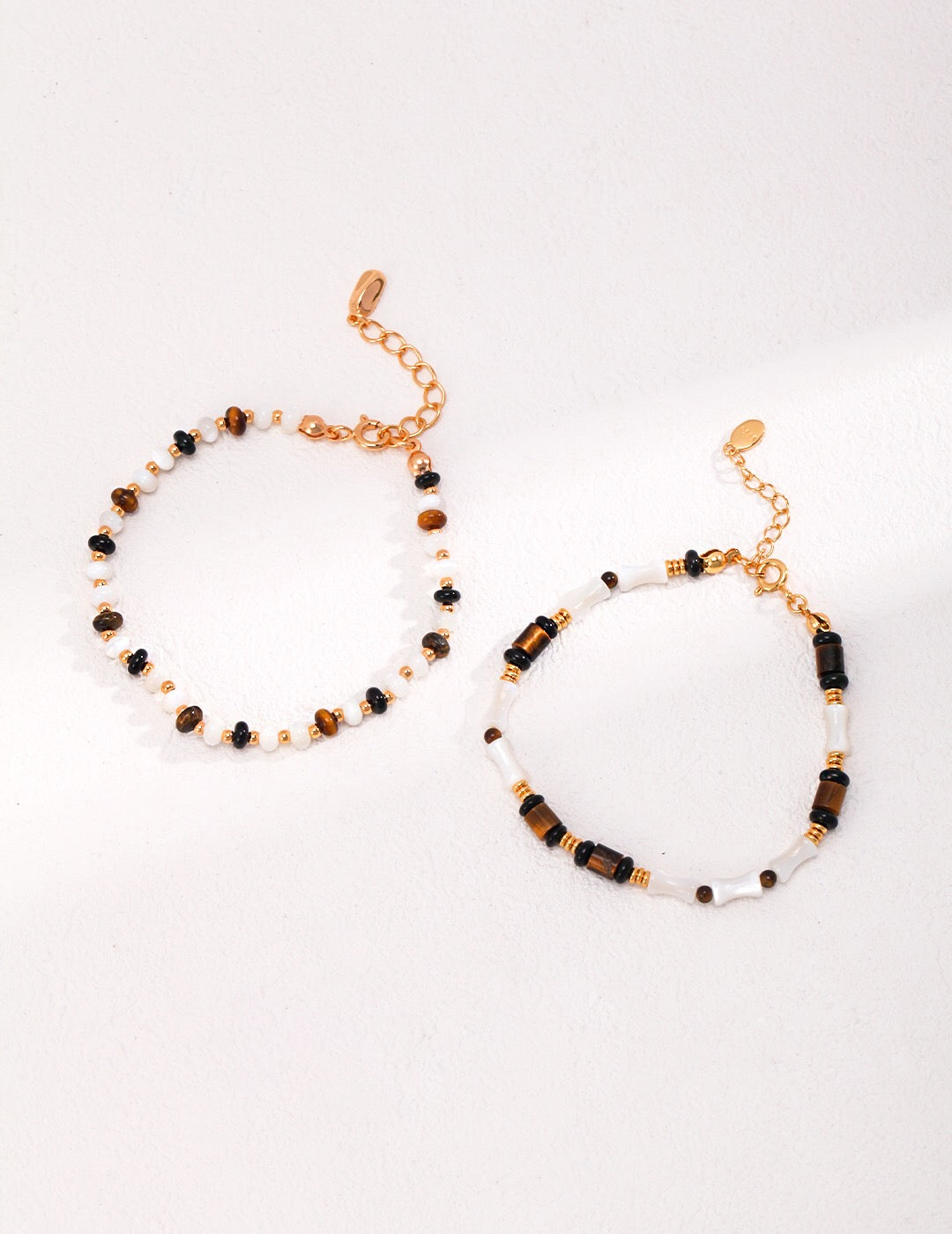 Tiger Eye Stone Black Agate Shell Bracelet