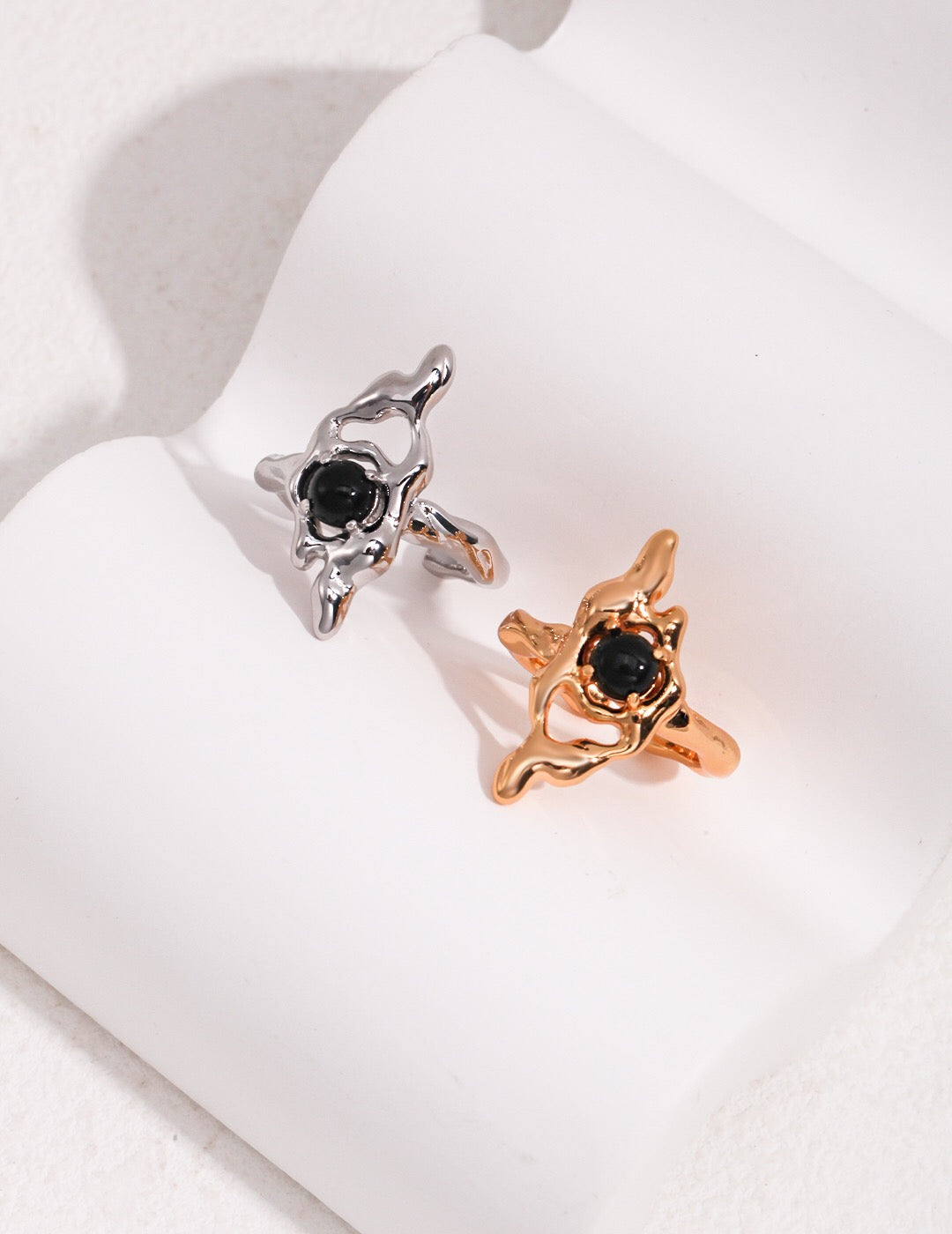 Asymmetric Geometry Black Onyx Ring