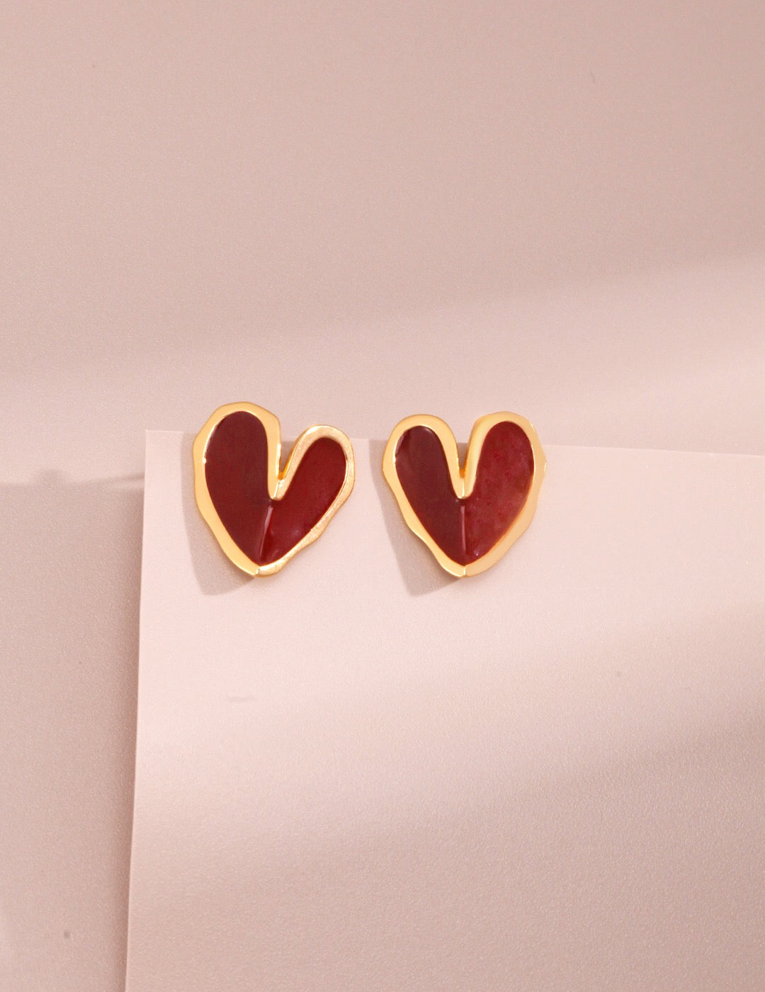 Red Drip Glaze Love Heart Earrings