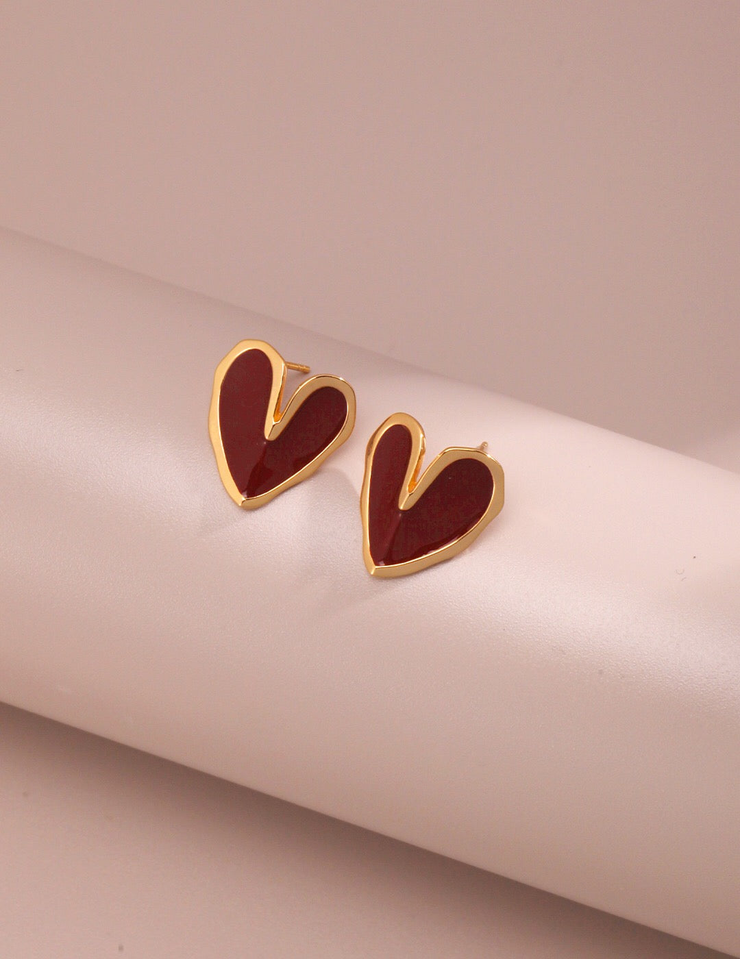 Red Drip Glaze Love Heart Earrings