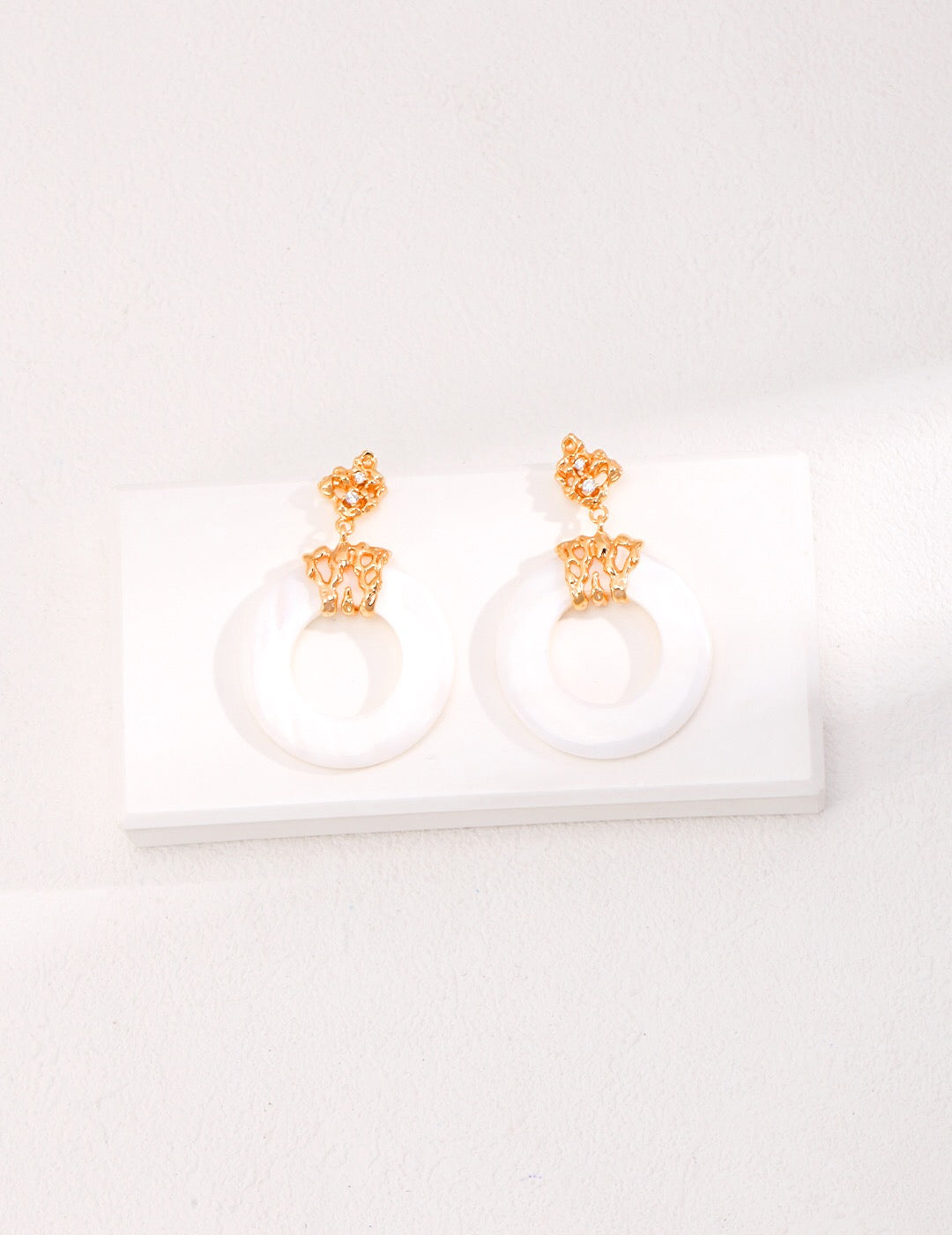 Hollow Circle Shell Drop Earrings