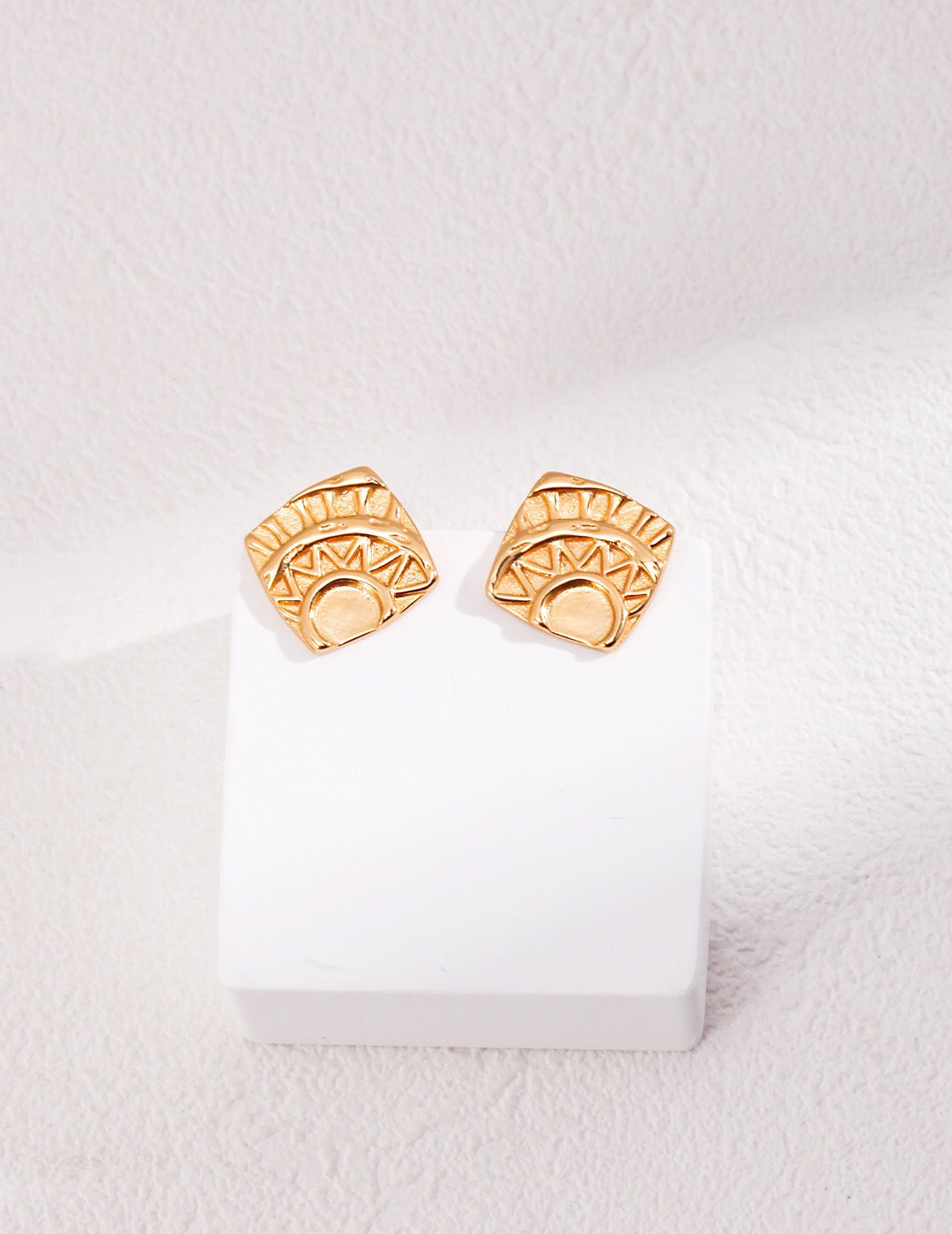 Square Printed Stud Earrings