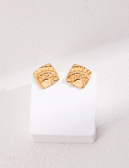 Square Printed Stud Earrings