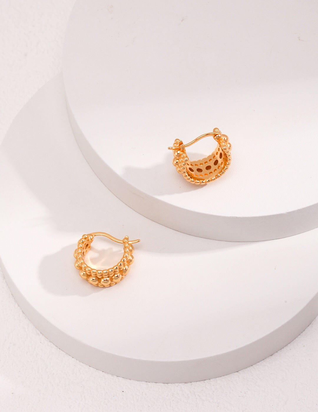 Gold Bead Huggie Hoops Earring