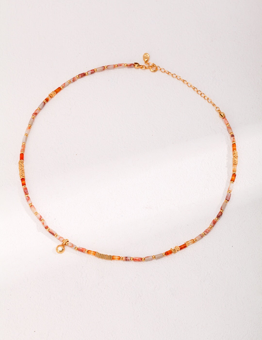 Maple and Ginkgo Leaf Agate Zircon Necklace