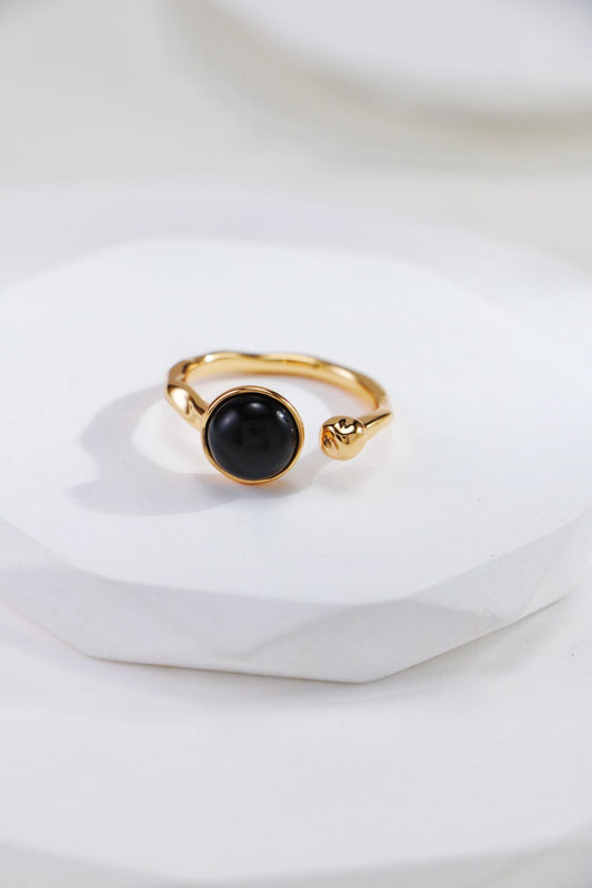 Gold vermeil open ring with black onyx stone