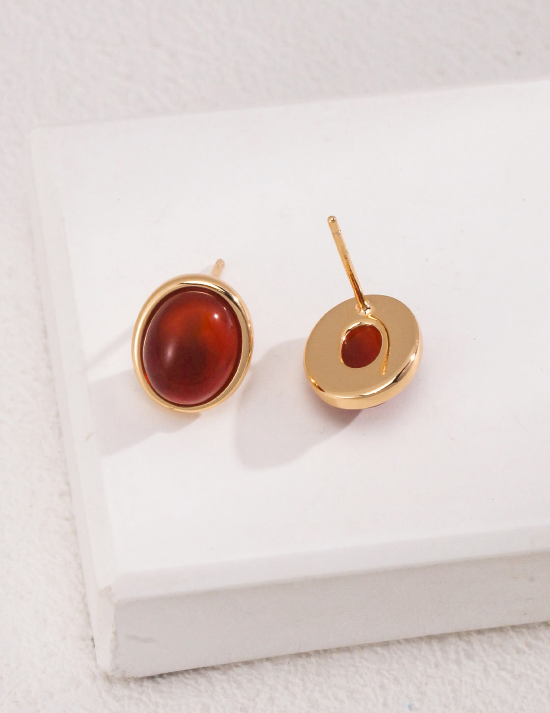 Minimalist Tiger Eye / Red Onyx Stud Earrings