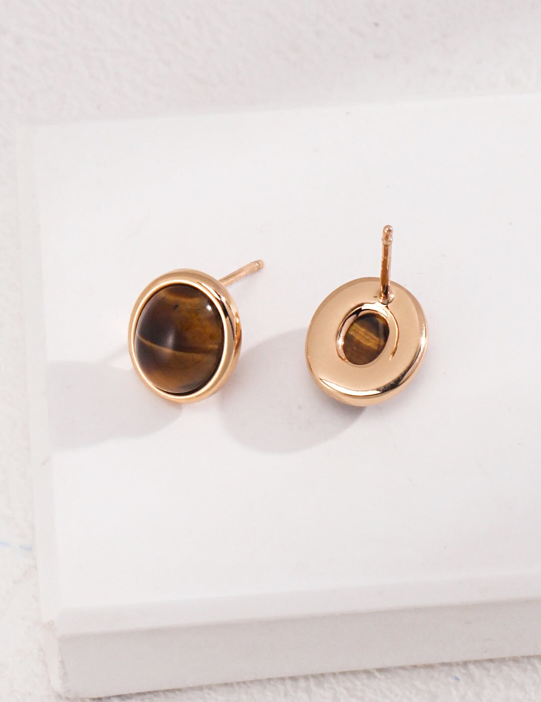 Minimalist Tiger Eye / Red Onyx Stud Earrings