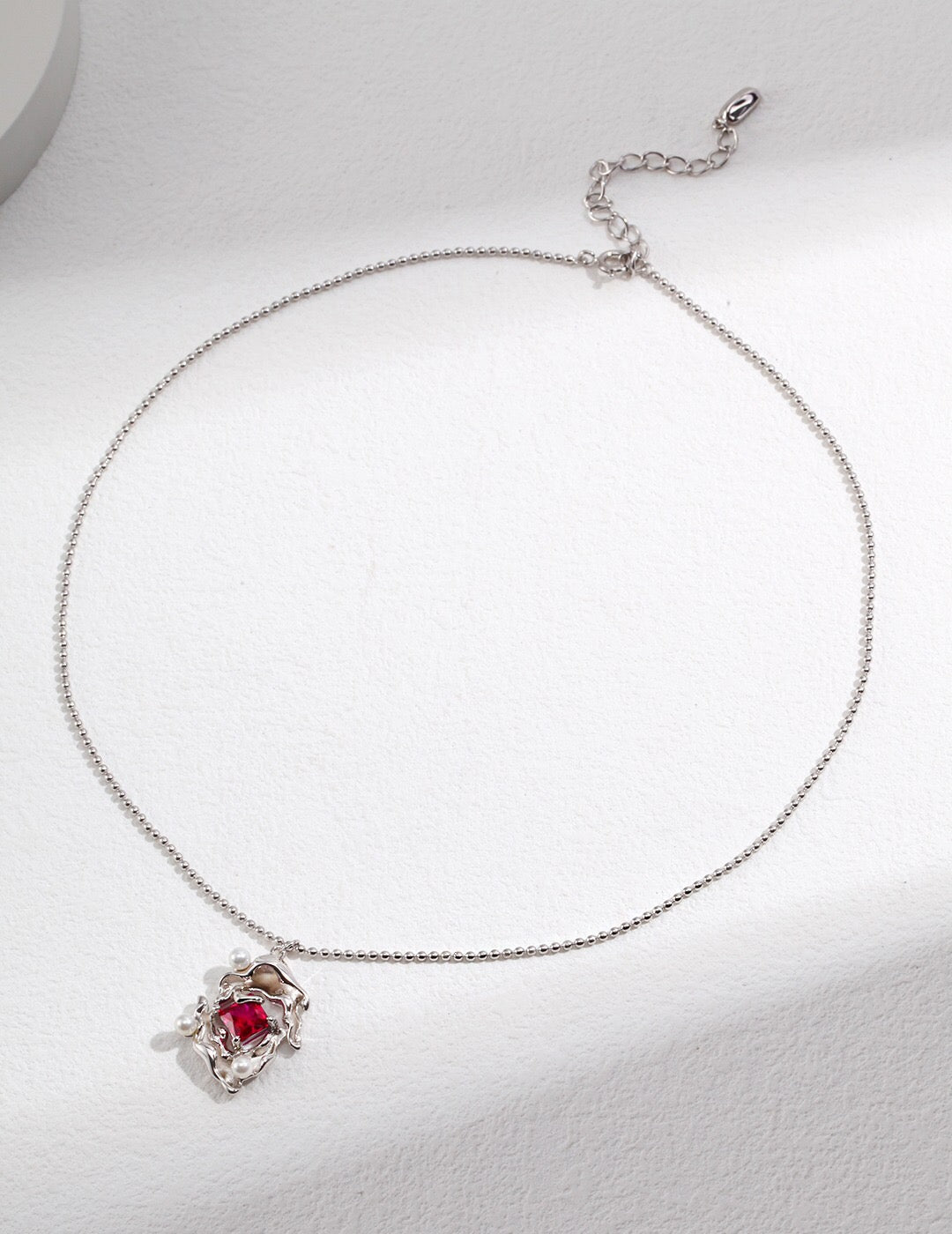 Fluid Shaped Design Pink Zircon Necklace