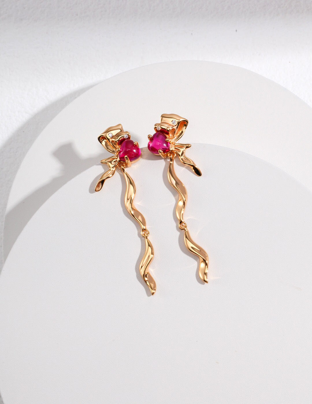 Cute Bowknot Pink Zircon Earrings