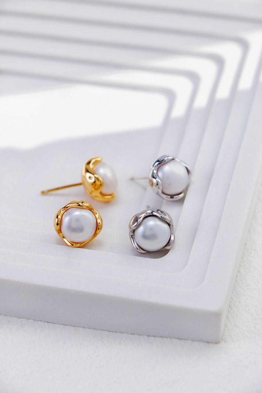 Minimalist Pearl Stud Earrings