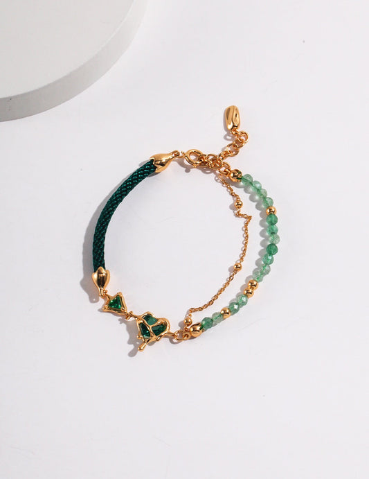 Heart Green Strawberry Quartz Bracelet