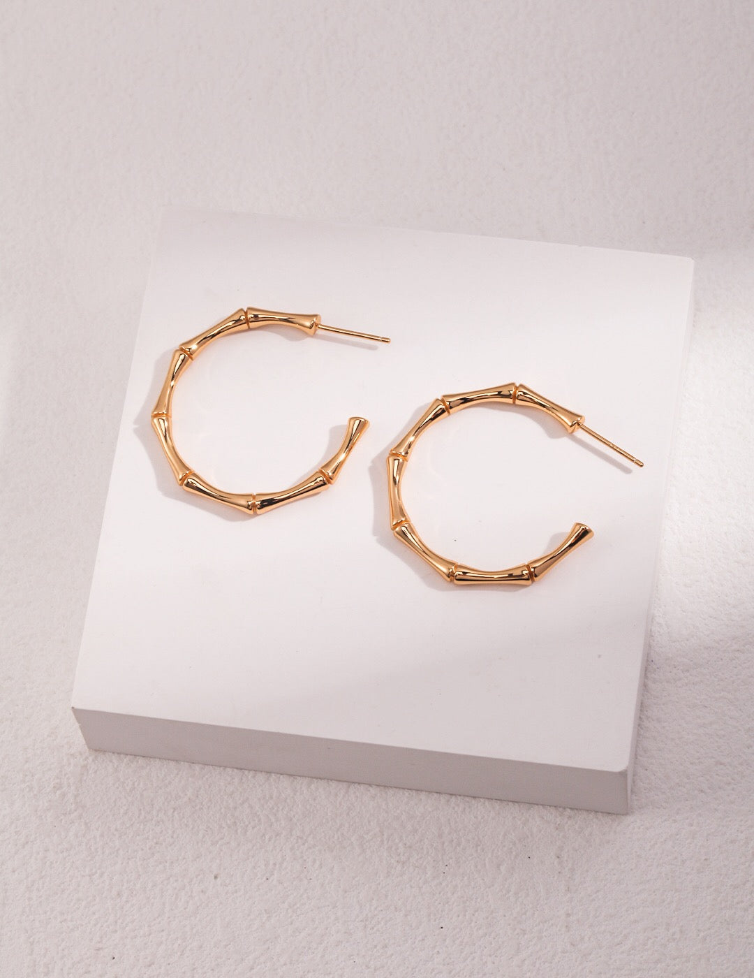 Bamboo-Shaped Open Hoop Circle Earrings