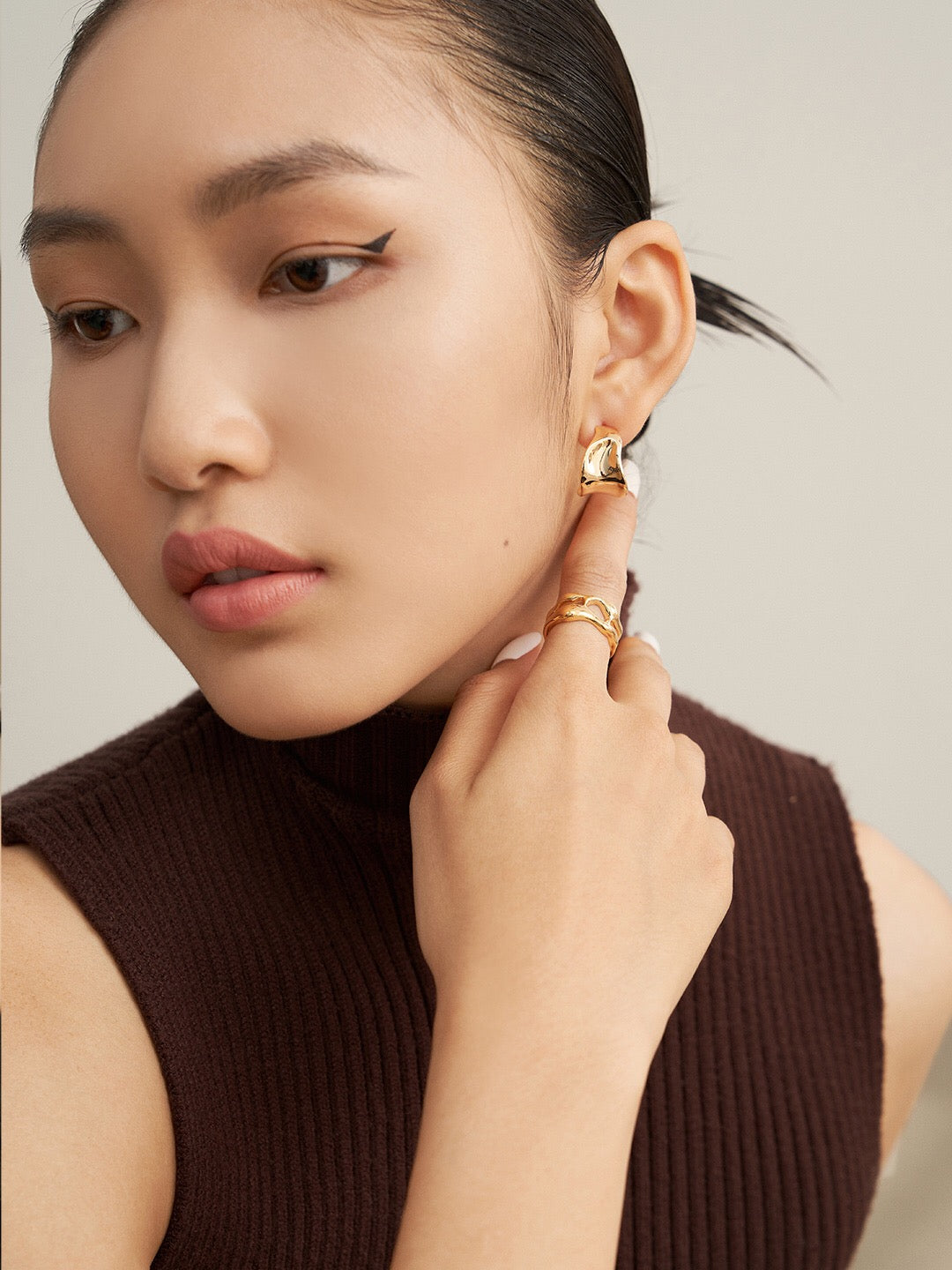 Irregular Concave Convex Stud Earrings