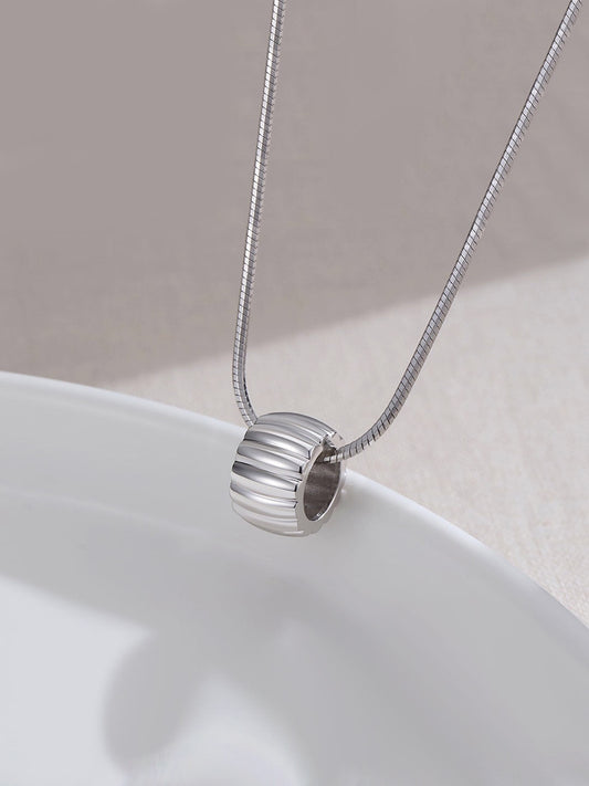 Sterling Silver Cylinder Line Necklace