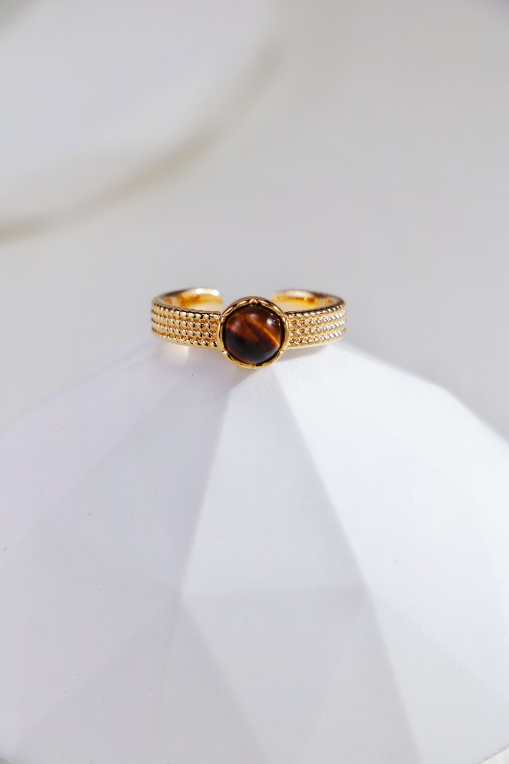 Natural Black Onyx / Tiger Eye Stone Ring