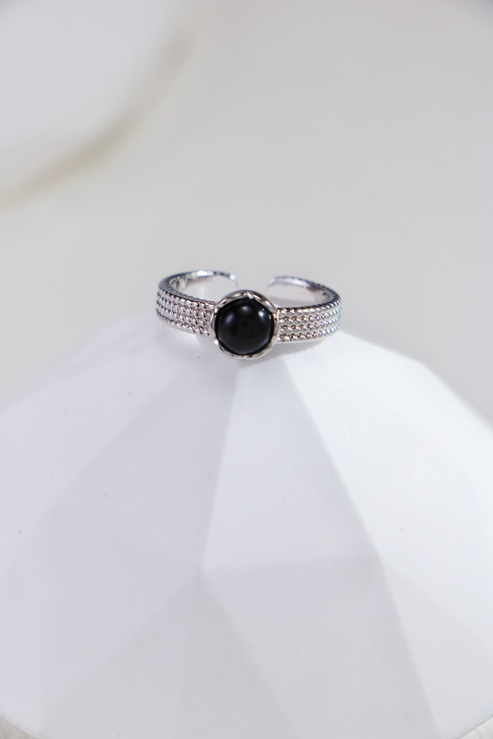 Natural Black Onyx / Tiger Eye Stone Ring