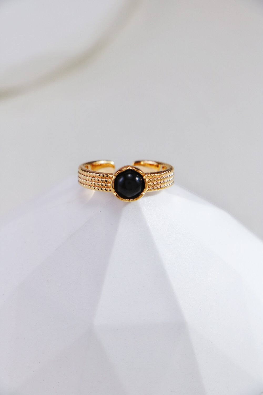 Natural Black Onyx / Tiger Eye Stone Ring