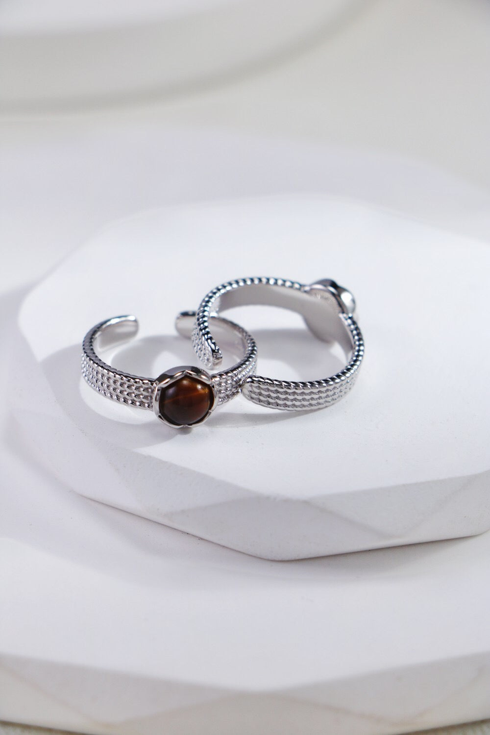 Natural Black Onyx / Tiger Eye Stone Ring