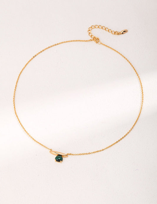 Product photo: gold vermeil necklace with malachite gemstones