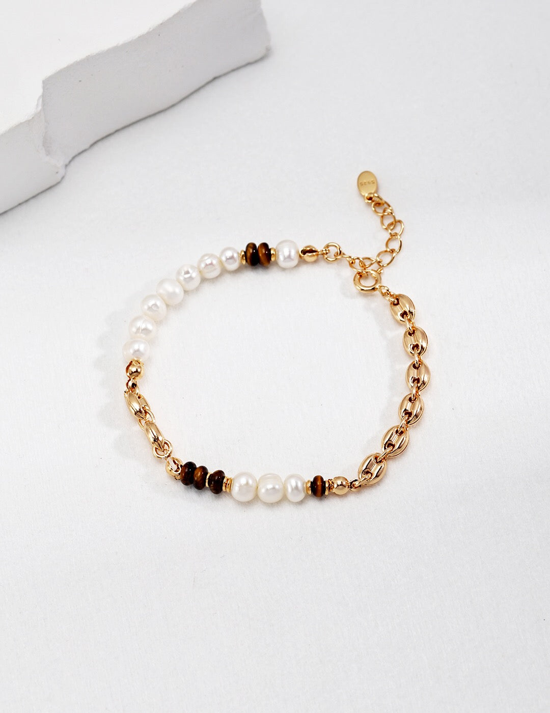 Natural Tiger Eye With Freshwater Pearl Bracelet