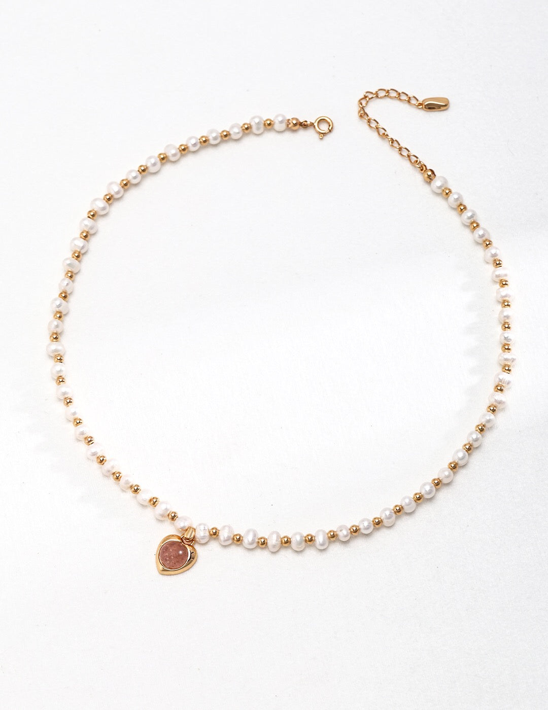 Natural Pink Strawberry Crystal Pearl Necklace