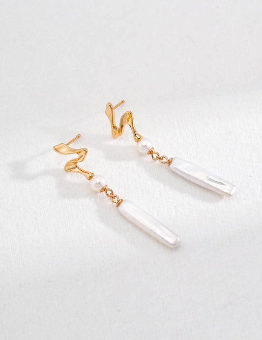 Minimalist Modern Pearl Drop Earrings