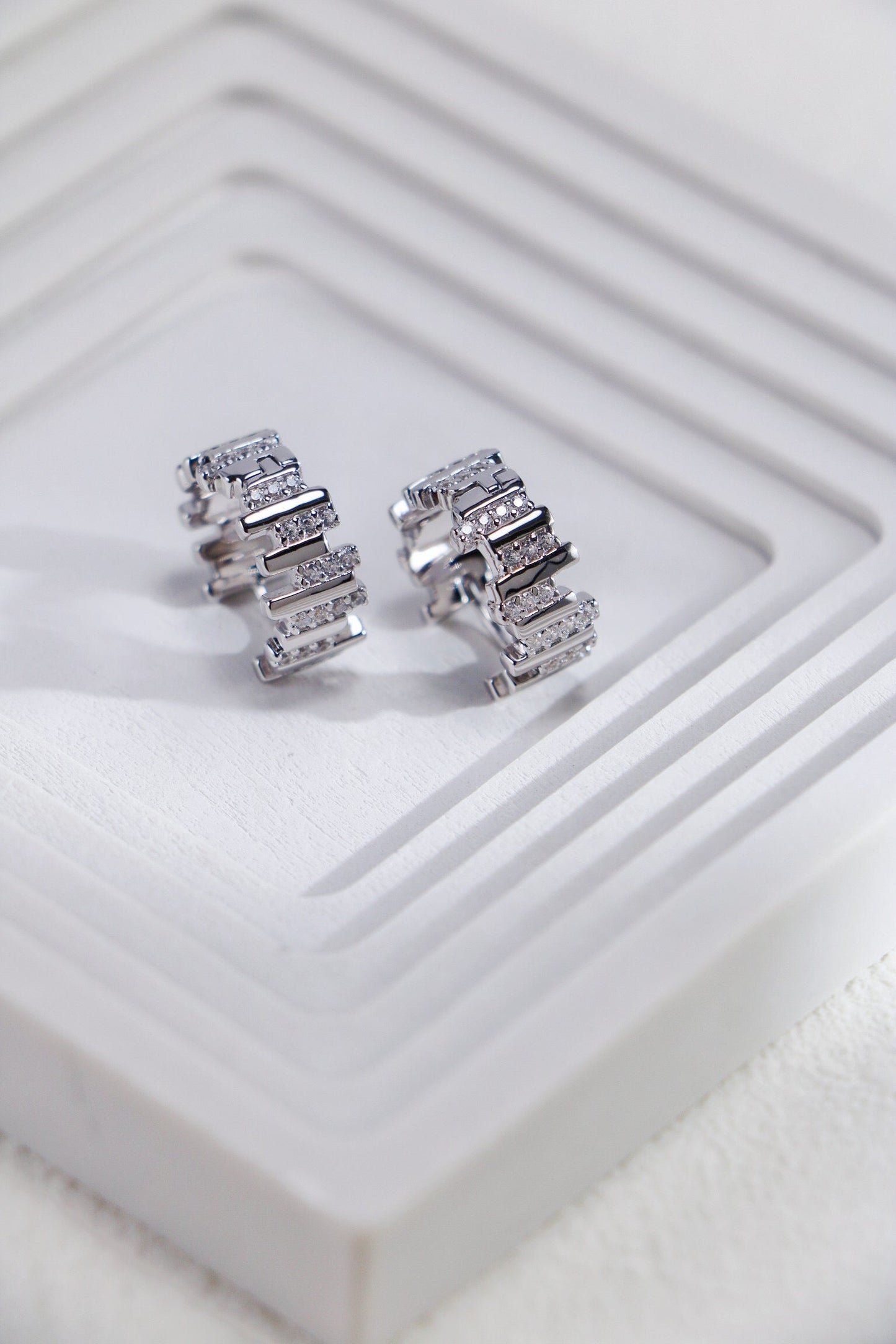 Wave Zircon Hoop Huggie Earrings