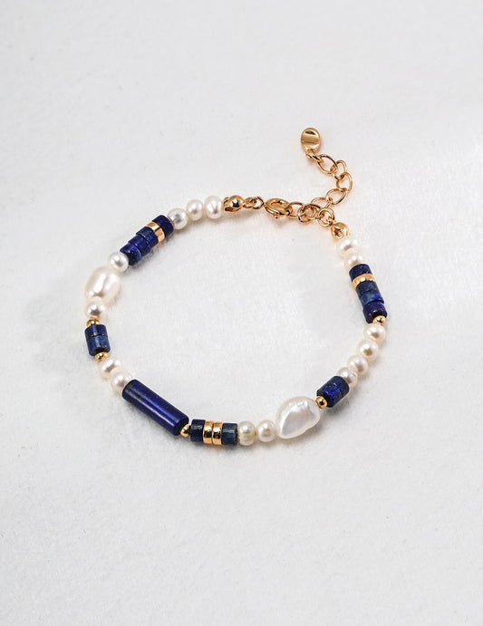 Natural Lapis Lazuli Pearl Bracelet