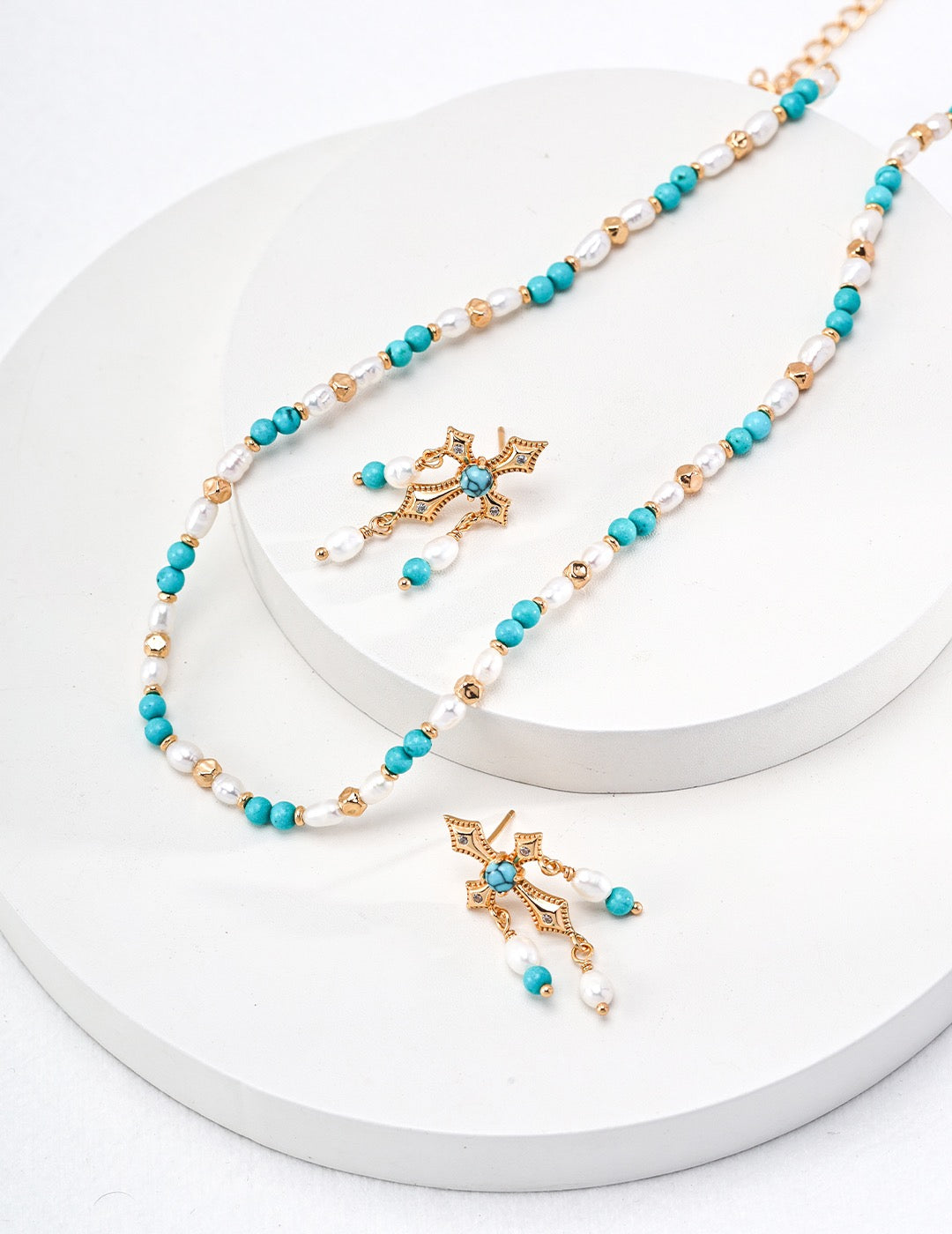 Blue Turquoise Pearl Necklace