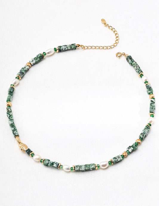 Qinghai Cui Jade Pearl Necklace